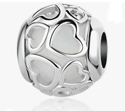 WHITE SURROUNDED BY LOVE .925 Sterling Silver European Charm Bead C5 • $12.49