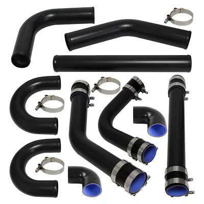 Universal 2.5  63mm Turbo Intercooler Pipe Kit 8 PCS Aluminum Piping & Hoses BK • $290.18