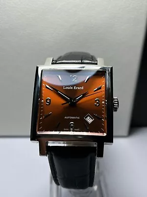 Louis Erard L'Esprit Du Temps Automatic Square Watch Coffee Dial Swiss Made • $102.50