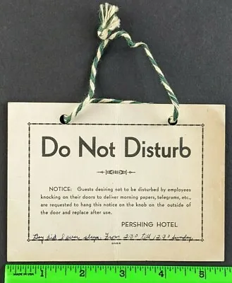 Vintage Pershing Hotel Boat Restaurant Ad Do Not Disturb Door Hang Sign Card • $29.95