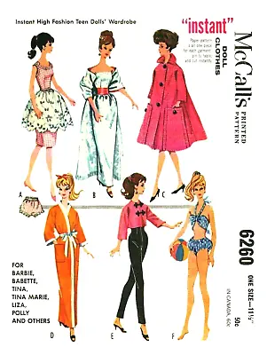 Vintage 1961 Barbie Clothes Pattern Reproduction McCall's 6260 Uncut • $8.95