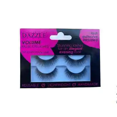 Dazzle Natural False Eyelashes Reusable With Glue X 2 Pairs Natural Looking. • £5.99