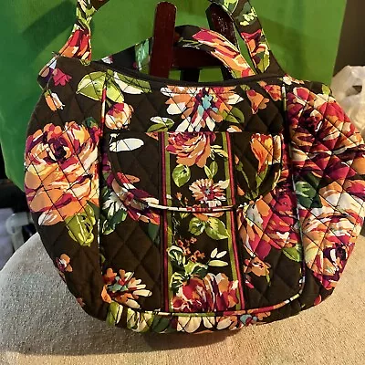 Vera Bradley English Rose Shoulder Bag Purse Retired Pattern Brown Floral • $22