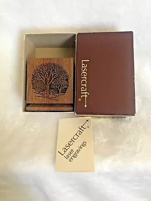 New 1980's ? Wood  Lasercraft Magnetic Paperclip Holder Trees Design *READ • £14.59