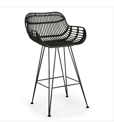 £35 • Buy Dunelm Nirvana Bar Height Stool Black Rattan Barstool Chair