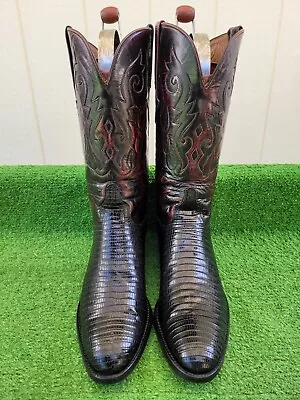 Vintage⭐ Lucchese Classics⭐ American⭐ Teju Lizard ⭐ Inlay ⭐ Rare ⭐ Boots  10.5 D • $399