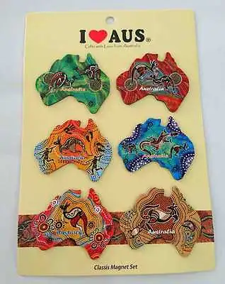 24pc Australia Souvenir Fridge Magnets Australian Map Assorted Design Aboriginal • $19.95