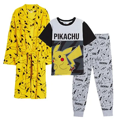 £24.95 • Buy Boys Pokemon Pyjamas + Bathrobe Pikachu Matching Nightwear Set Pjs Dressing Gown