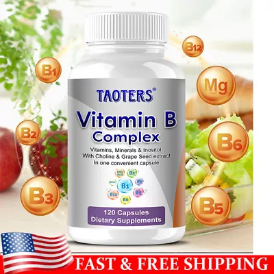 Vitamin B Complex B1 B2 B3 B5 B6 And B12 Energy Metabolism 120 Capsules • $14.01