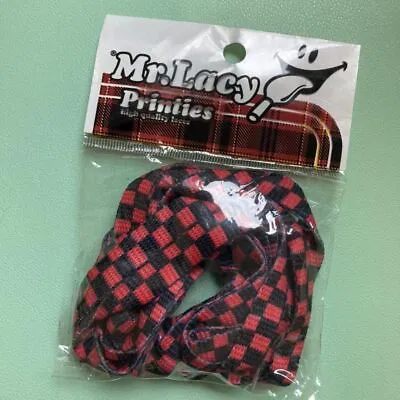 Mr Lacy Printies Shoe Laces - Red Black Checker Printed Flat Laces 130 Cm Long • £3.99