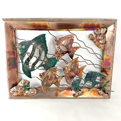 Metal Copper Frame Tropical Angel Fish 3D Wall Art VTG Nautical Decor 20 X15  • $83