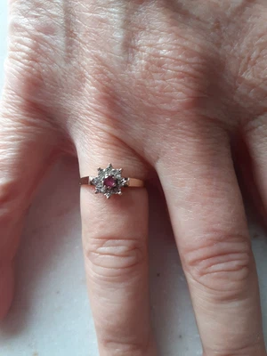 £95 • Buy Beautiful Small Vintage 9ct Gold Ruby Diamond Ring  Uk Hallmarked Size  P 
