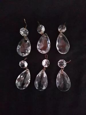 6- 1 1/2 In Vintage Teardrop Chandelier Crystals • $10