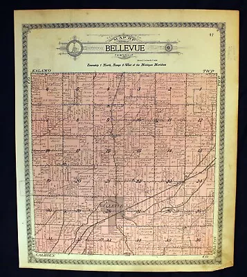 1913 Plat Map Bellevue Township Eaton County Michigan • $17.50