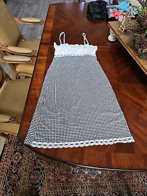 Malizia By La Perla Womens Day Dress SZ 8 US Black And White Checks Sleeveless • $69