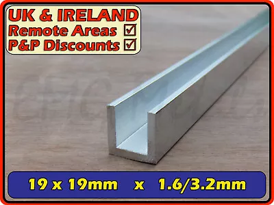 Aluminium Channel Section  19mm OD  12mm 16mm Inside Gap  C U Glazing Alloy • £80.95