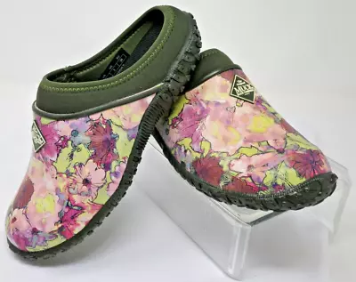 Womens The Original MUCK Boot Low Clog Sz 5 Floral Pink Green Garden Shoes New • £36.09