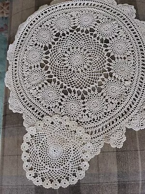 Two Vintage White Cotton Crochet Doilies • £1.50
