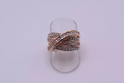 Sterling Silver 925 Ring Size M (ZA13064) QVC Rose Gold Colour Overlay • £39