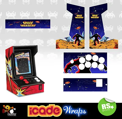 Icade Space Invaders Full Set Arcade Artwork Graphics Sticker Sides Marquee • £37.21