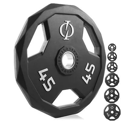 Set Of 2 Rubber Coated Olympic Grip Weight Plates - 2-in Olympic Plates Black • $169.99