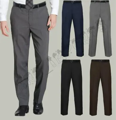 Men's Formal Smart Trousers For Business Casual Office Work Pants • £14.90