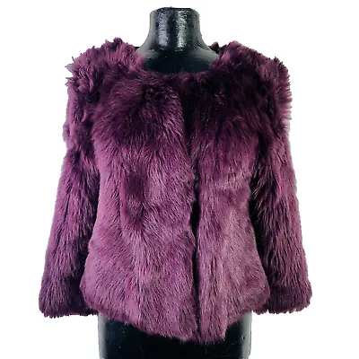 Elizabeth And James Fur Jacket  Coat Purple /Burgundy Size  SIZE M Real Fur • $220