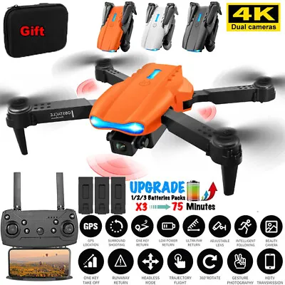 $37.75 • Buy 5G 4K Drone With HD Dual Camera Drones WiFi FPV Foldable RC Quadcopter Batteries
