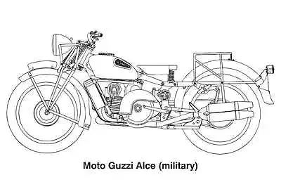 VINTAGE MOTO GUZZI ALCE MILITARY MOTORCYCLE ART DRAWING POSTER PRINT 24x36 9 MIL • $39.95