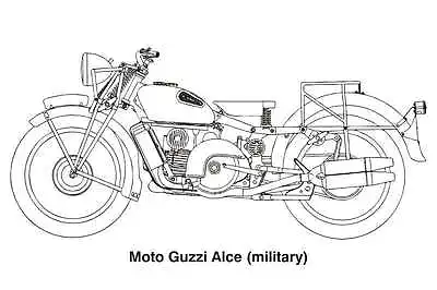 VINTAGE MOTO GUZZI ALCE MILITARY MOTORCYCLE ART DRAWING POSTER PRINT 36x54 9 MIL • $89.95