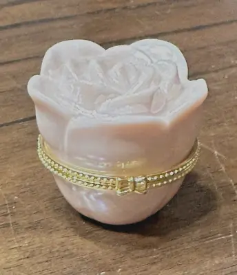 MARY KAY Pink Rose Figural Hinged Trinket Box/Pill Holder ~2  X 1 1/2  Adorable • $9.95