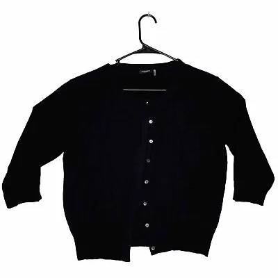Magaschoni Sweater Womens Black Cardigan Size Medium Classic Designer City FLAW • $14.99