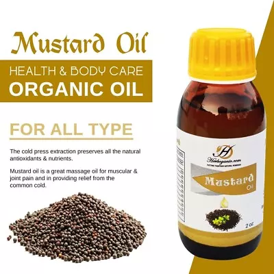 Herborganic Mustard Oil (2oz) Pure Oil Refined Mustard Seed Oil For Hair Skin • $12.99