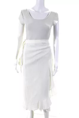 Melissa Odabash Womens Midi Wrap Skirt White Cotton Size Small • $41.49