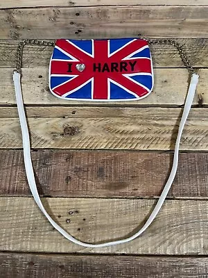 I Love Harry Purse 6x9 British Flag Deb & Dave Chain Shoulder Crossbody Handbag • £38.54