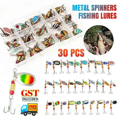 30x Metal Spinners Fishing Lures Sea Trout Pike Perch Salmon Bass Fishing Tackle • $21.82