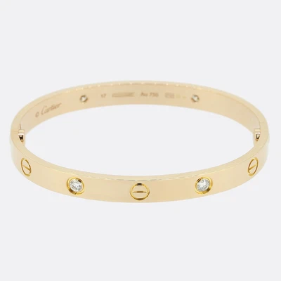 £8250 • Buy Cartier LOVE Bangle 4 Diamonds Size 17 - 18ct Rose Gold
