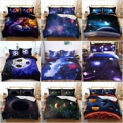 $25.99 • Buy Star Galaxy Planet Doona Quilt Duvet Cover Set Bed Single/Double/Queen/King Size