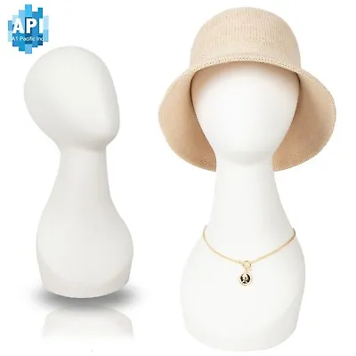 Matte White Female Mannequin Wig Head Shoulder Bust Display Hair Hat Mask AB-W • $14.99