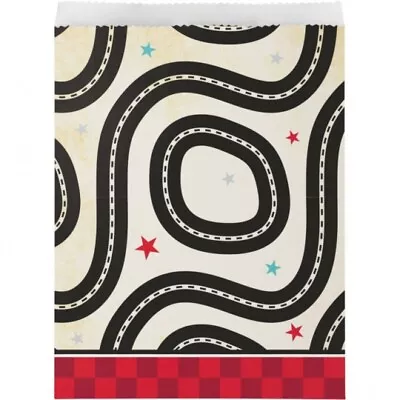 Vintage Race Car Treat Bags Paper 8 Pack 8.75  X 6.5  Car Birthday Party Favors • $4.59