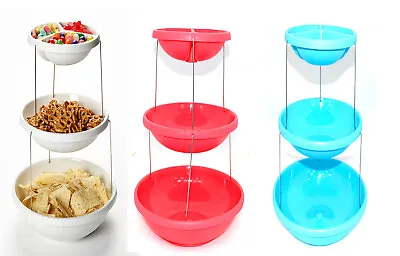 £8.85 • Buy 3 Tier Twist Fold Party Serving Plastic Stand With Bowls/Platter Stylish Rack 