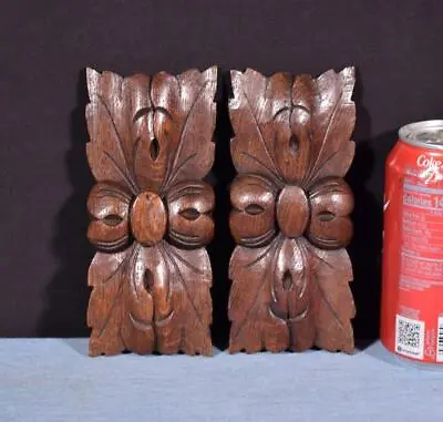 Pair Of 6  French Antique Trim/Medallions/Brackets In Oak Wood Salvage • $65