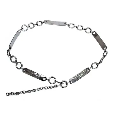 Versace Jeans Couture Metal Logo Plate Chain Belt Gunmetal Silver Ladies Women's • $219.92