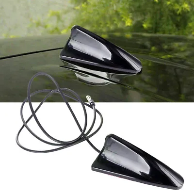 Black Universal Shark Fin Roof Antenna Car Aerial FM/AM Radio Signal Accessories • £10.86