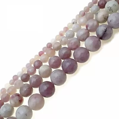 Light Natural Lepidolite Smooth Round 4mm 6mm 8mm 10mm Approx 15.5  Strand • $10.99