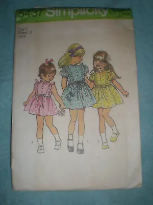 $5 • Buy Vintage 1972 Simplicity Sewing Pattern #5437 For Little Girl's Size 5 Dress