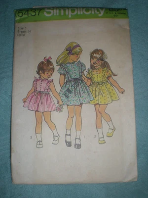$5 • Buy Vintage 1972 Simplicity Sewing Pattern #5437 For Little Girl's Size 5 Dress