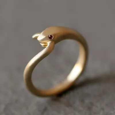 Snake Tail Ring Red Eyes Snake Ring Garnet 14k Gold Ring Women Ring Gift For Her • $46.75