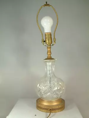 Vintage Cut Glass Crystal Table Lamp Mid Century 20  With Harp LOOK! • $15