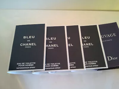 Perfumes Lot X 5 Chanel  Bleu + Dior Samples Vials Cards Men's Perfume Fragrance • $99